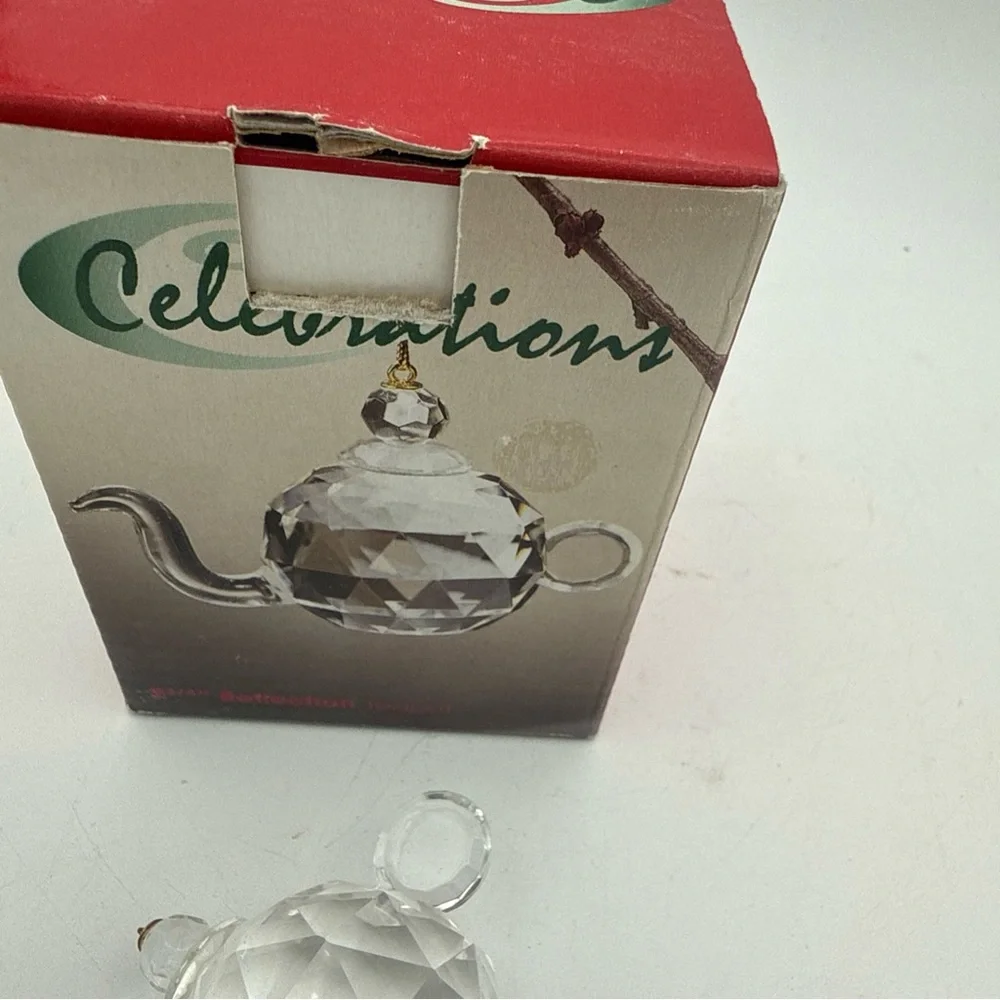 Celebrations Reflections crystal 2 3/4” teapot Hanging Ornament